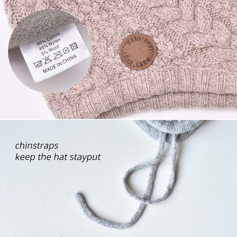 SOMALER Toddler Baby Boys Girls Winter Hat Kids Ear Flap Warm Fleece Lined Knit Beanie Fur Pom Hat - Image 5